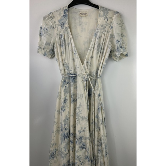 Ralph Lauren Denim & Supply Wrap Dress Blue Cream Floral Ruffle Cotton Large - Picture 5 of 15
